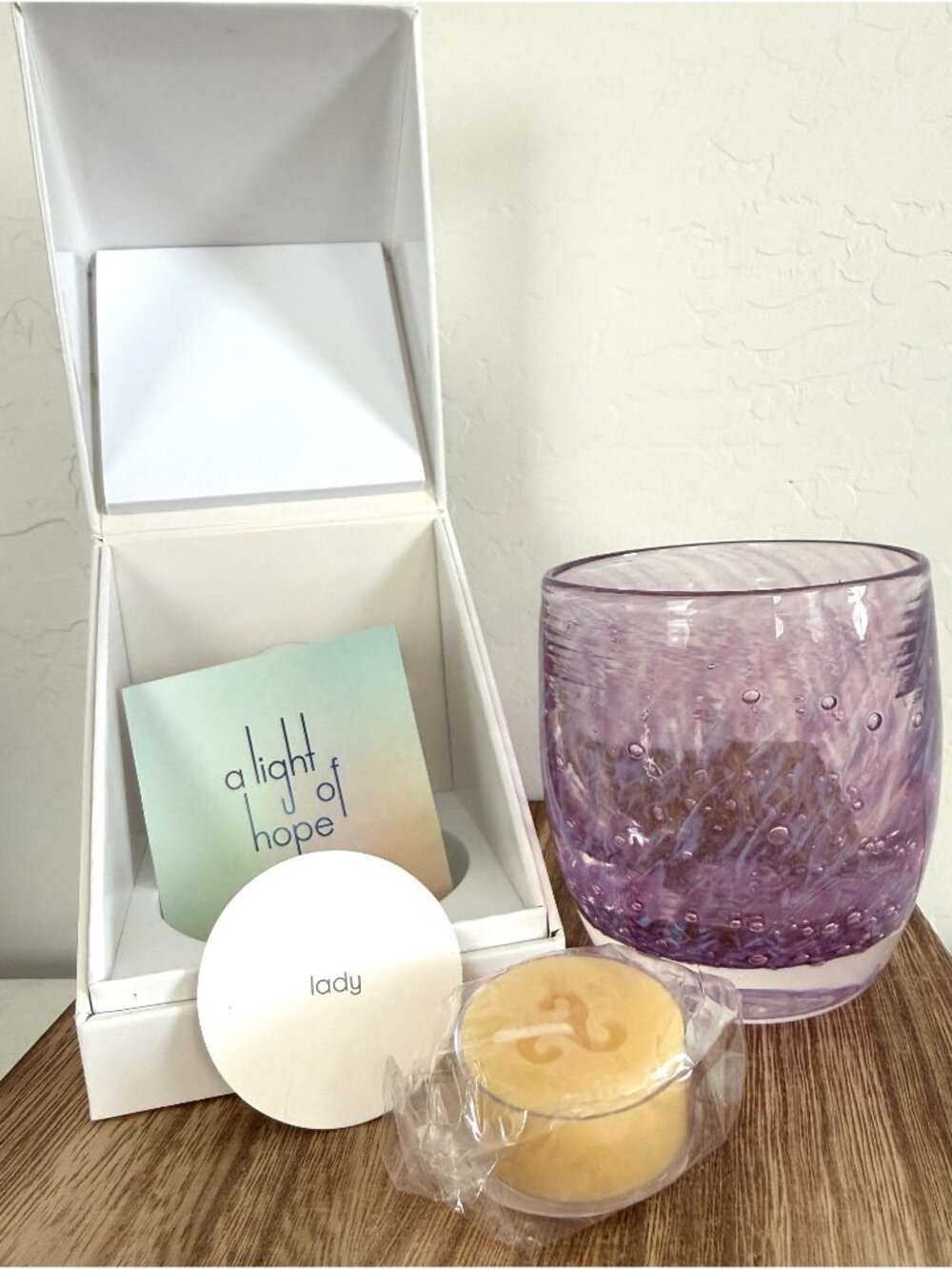 GLASSYBABY purple LADY Votive Glass Candle Holder Handblown - New